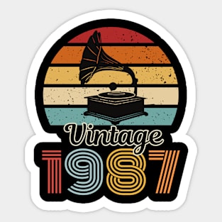 Vintage 1987 | 33 Years Old Gifts Vintage Born In 1987 Retro 60th Birthday ,A Classic Gramophone Design Sticker